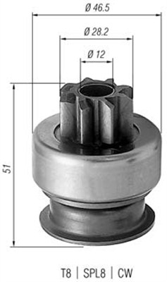 Pinion electromotor potrivit HYUNDAI ACCENT, GALLOPER I, H-1, H-1 STAREX, H100, LANTRA I, SONATA II, SONATA III, SONATA IV, TERRACAN; KIA SORENTO I 1.3-3.5 01.83-