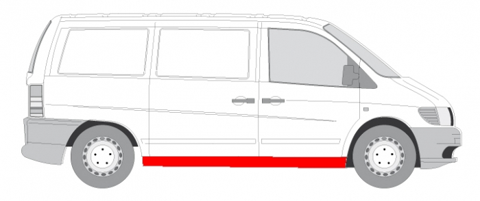 Prag lateral dreapta potrivit MERCEDES V 638/2, VITO 638 1996-2004 - full lateral lungime [3]