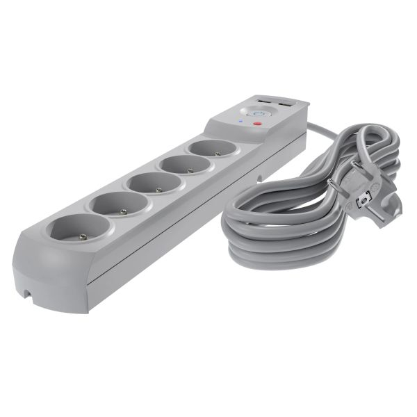 Prelungitor electric 1,5m, 230V, 3x1mm², numar prize 230V x 5buc. E / USB 2.0, IP20 [2]