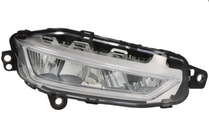 Proiector ceata dreapta (LED, rama argintie; cu iluminare curba) 24V potrivit VOLVO FH III 02.20-