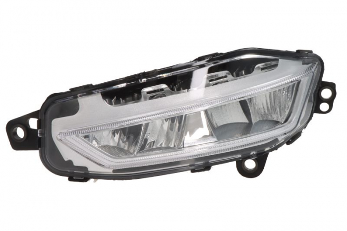 Proiector ceata stanga (LED, rama argintie; cu iluminare curba) 24V potrivit VOLVO FH III 02.20-