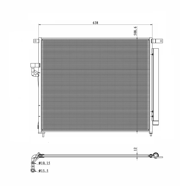 Radiator AC condensator cu uscator, aluminiu potrivit FORD RANGER 2.2D 2.5 3.2D 04.11-