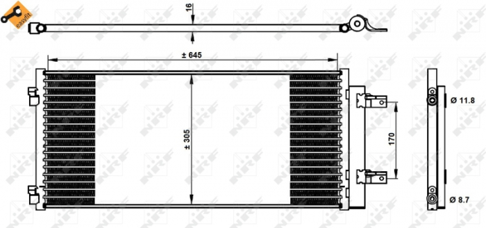 Radiator AC condensator cu uscator, aluminiu potrivit OPEL ASTRA K 1.0-1.6D 06.15-