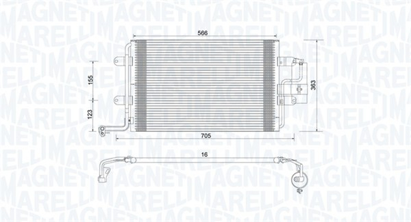 Radiator AC condensator cu uscator potrivit AUDI A3, TT; PEUGEOT 306; SEAT LEON, TOLEDO II; SKODA OCTAVIA I; SUBARU LEGACY III; VW BORA, BORA I, GOLF IV, NEW BEETLE 1.4-3.2 09.96-12.13