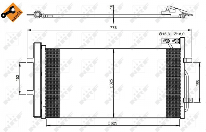 Radiator ac condensator cu uscator potrivit audi q3 1.4-2.5 06.11-10.18