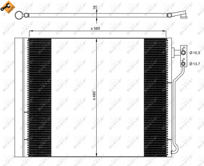 Radiator AC condensator cu uscator potrivit BMW Seria 5 (F10), 5 (F11) 1.6 2.0 10.10-02.17