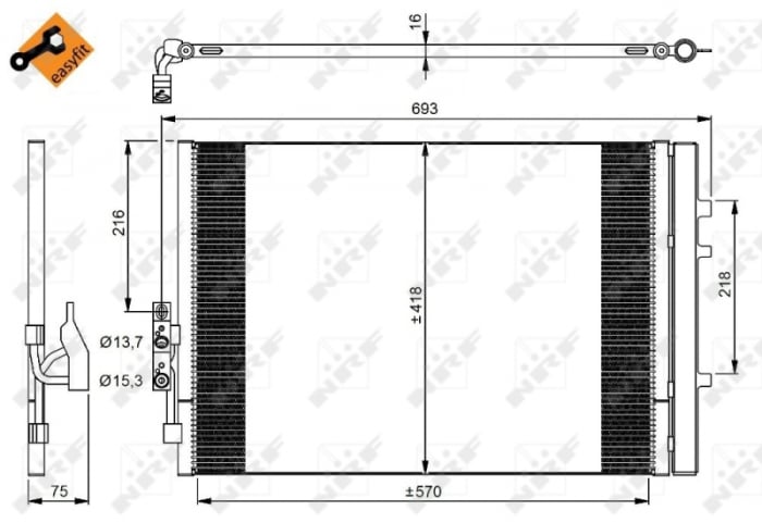 Radiator AC condensator cu uscator potrivit BMW X3 (F25) 3.0 01.11-10.12