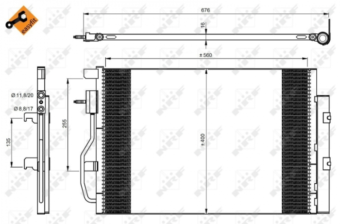 Radiator AC condensator cu uscator potrivit CHEVROLET AVEO, TRAX; OPEL MOKKA MOKKA X 1.2-1.8 03.11-