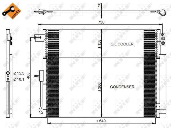 Radiator ac condensator cu uscator potrivit dodge durango; jeep grand cherokee, grand cherokee iv 3.0d-6.4 11.10-
