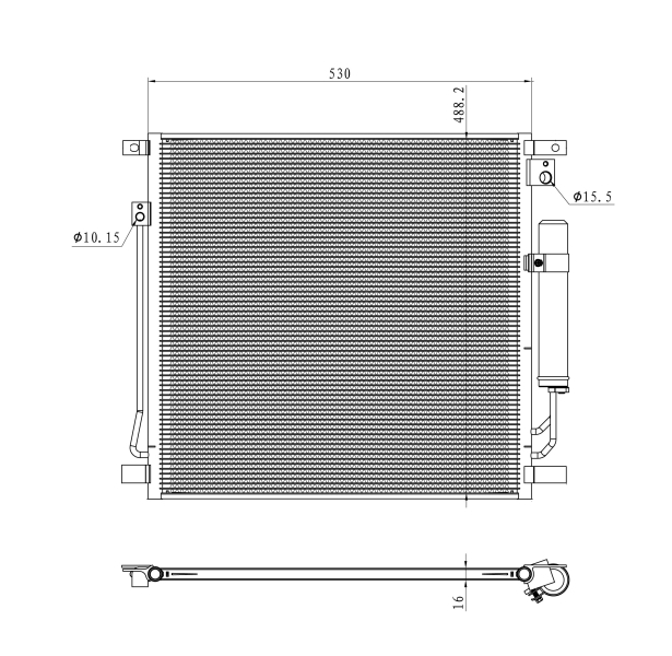 Radiator AC condensator cu uscator potrivit FIAT FULLBACK; MITSUBISHI L200 TRITON, PAJERO SPORT III 2.2D 2.4D 11.14-