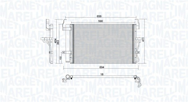 Radiator AC condensator cu uscator potrivit HYUNDAI COUPE II, ELANTRA III 1.6-2.7 06.00-08.09