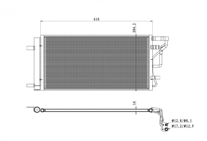 Radiator AC condensator cu uscator potrivit HYUNDAI I30 1.4 1.6D 11.16-