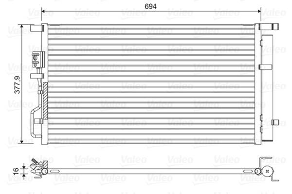 Radiator AC condensator cu uscator potrivit HYUNDAI TUCSON; KIA SPORTAGE IV 1.6 2.0 2.0D 06.15-