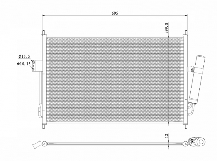 Radiator AC condensator cu uscator potrivit ISUZU D-MAX II 1.9D 2.5D 06.12-