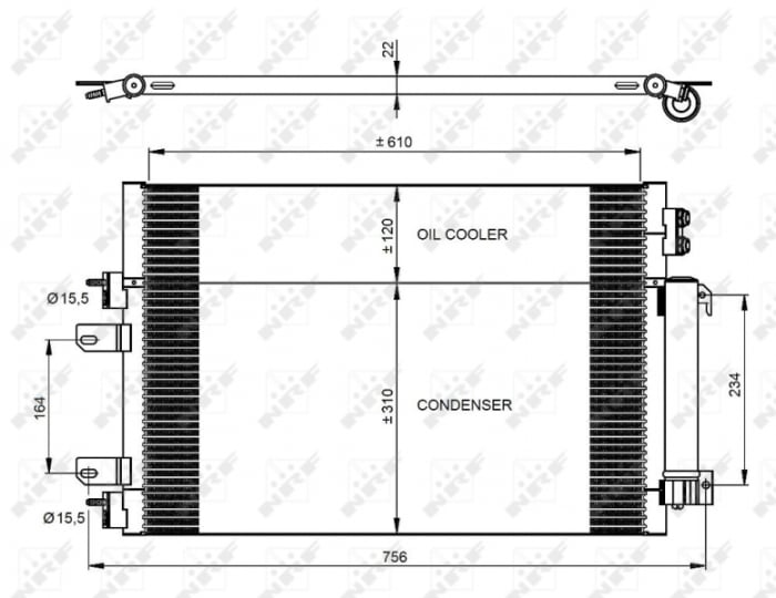 Radiator AC condensator cu uscator potrivit JEEP COMPASS, PATRIOT 2.0 2.4 2.4LPG 08.06-