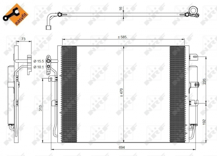 Radiator AC condensator cu uscator potrivit LAND ROVER DISCOVERY III, DISCOVERY IV, RANGE ROVER SPORT I 2.7D 07.04-12.18