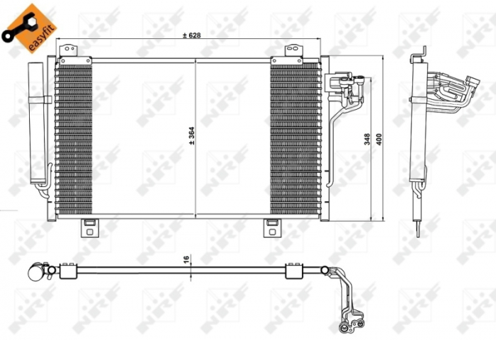 Radiator AC condensator cu uscator potrivit MAZDA 3, 6 1.5D 2.2D 08.12-