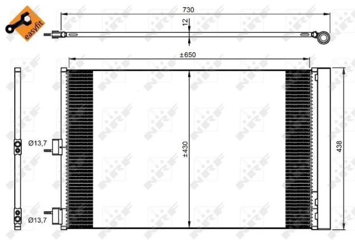 Radiator AC condensator cu uscator potrivit MERCEDES A (W176), CLA (C117), CLA SHOOTING BRAKE (X117), GLA (X156) 2.0 06.13-