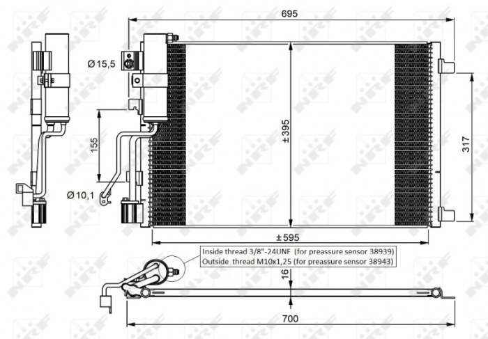 Radiator AC condensator cu uscator potrivit NISSAN QASHQAI I 1.5D 2.0D 02.07-04.14