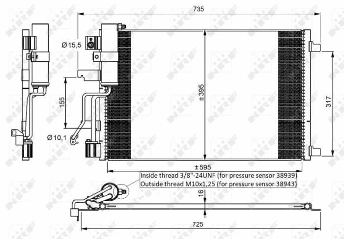 Radiator AC condensator cu uscator potrivit NISSAN QASHQAI I 2.0D 02.07-04.14