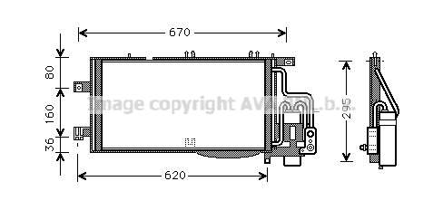 Radiator AC condensator cu uscator potrivit OPEL COMBO TOUR, COMBO MINIVAN, CORSA C 1.7D 09.00-