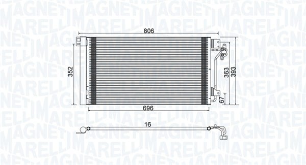 Radiator AC condensator cu uscator potrivit VW MULTIVAN V, TRANSPORTER V 1.9D-3.2 04.03-08.15