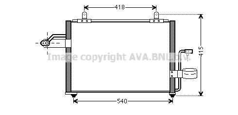 Radiator AC condensator potrivit CHEVROLET REZZO; DAEWOO TACUMA REZZO 1.6 1.8 2.0 09.00-