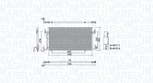 Radiator AC condensator potrivit CITROEN BERLINGO, BERLINGO MINIVAN, XSARA; PEUGEOT PARTNER, PARTNER MINIVAN 1.8D 1.9D 2.0D 06.96-12.15