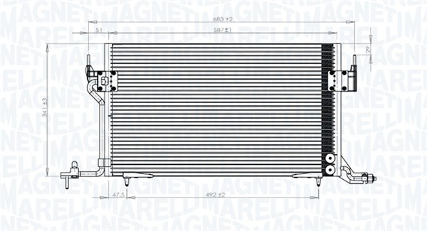 Radiator AC condensator potrivit CITROEN BERLINGO, BERLINGO MINIVAN, XSARA, ZX; PEUGEOT 306, PARTNER, PARTNER MINIVAN 1.1-2.0 03.91-12.15