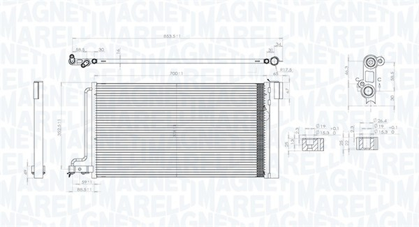 Radiator AC condensator potrivit FORD C-MAX II, FOCUS III, GRAND C-MAX 1.6-Electric 07.10-