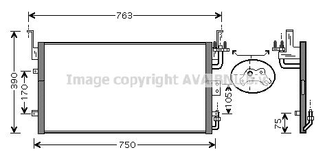 Radiator ac condensator potrivit hyundai sonata iv, xg; kia magentis i 2.0-3.5 03.98-12.05