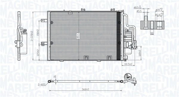 Radiator AC condensator potrivit OPEL COMBO TOUR, COMBO MINIVAN, CORSA C, TIGRA 1.2-1.8 09.00-