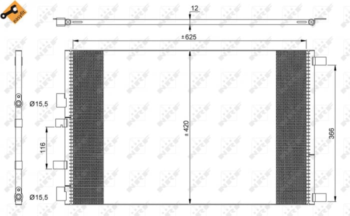 Radiator AC condensator potrivit RENAULT GRAND SCENIC II, MEGANE II, SCENIC II 1.9D 2.0D 11.02-