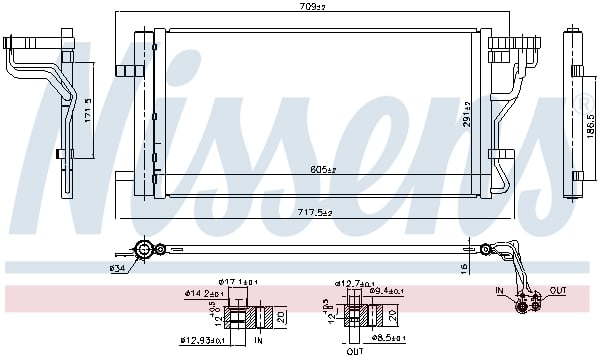 Radiator aer conditionat AC (cu uscator, aluminiu) potrivit HYUNDAI KONA, KONA SUV 1.0 1.6 1.6D 06.17-