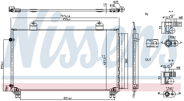 Radiator aer conditionat AC (cu uscator, aluminiu) potrivit TOYOTA SIENNA 3.3 3.5 12.04-