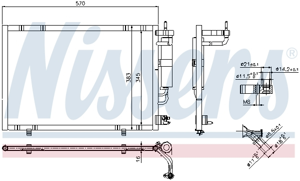 Radiator aer conditionat AC cu uscator potrivit FORD FIESTA VI 1.25-1.6 06.08-