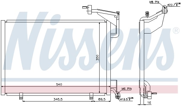 Radiator aer conditionat AC potrivit FORD B-MAX, FIESTA VI, TOURNEO COURIER B460, TRANSIT COURIER B460, TRANSIT COURIER B460 MINIVAN 1.0 09.12-