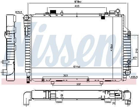 Radiator apa racire motor Mercedes Clasa C T-MODEL (S202), C (W202) 2.5D intre 1995-2001