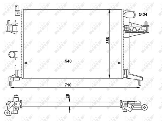 Radiator apa racire motor OPEL COMBO, COMBO TOUR, CORSA C, TIGRA 1.4-1.8 dupa 2000