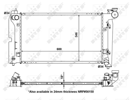 Radiator apa racire motor TOYOTA COROLLA, COROLLA VERSO 1.6 1.8 intre 2001-2008