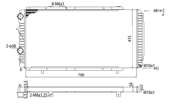 Radiator apa racire motor (transmisie manuala) CITROEN JUMPER; FIAT DUCATO, DUCATO PANORAMA; PEUGEOT BOXER; RENAULT LAGUNA I 1.9D-3.0D dupa 1989