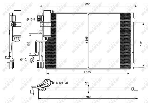 Radiator clima AC cu uscator NISSAN QASHQAI I 1.5D 2.0D intre 2007-2013