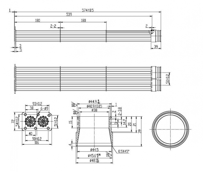 Radiator EGR (574mm x 48mm x 93mm, doar cartus; tevi, 6-cil. ing.) potrivit MAN TGX I D2066LF25-D2066LF85 06.06- [3]