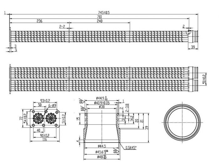 Radiator EGR (710mm x 48mm x 98mm, doar cartus; tevi, dupa dimensiuni) potrivit MAN EL, EM, FOCL, G90, HOCL, L2000, LION´S CITY, M 2000 L D0226MF-D0836LUH51 08.87- [3]