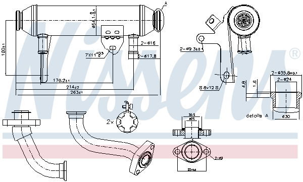 Radiator EGR potrivit ALFA ROMEO 147, 156; FIAT BRAVO I, BRAVO II, DOBLO, DOBLO/MINIVAN, IDEA, MAREA, MULTIPLA, STILO; LANCIA LYBRA, MUSA 1.9D dupa 1996 [3]