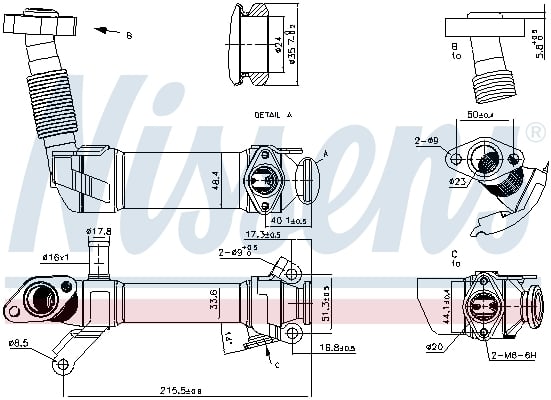 Radiator EGR potrivit BMW Seria 1 (E87), 3 (E46), 3 (E90), 3 (E91), 3 (E92), 3 (E93), 5 (E60), 5 (E61), 6 (E63), 6 (E64), X3 (E83), X5 (E53), X5 (E70), X6 (E71, E72) 2.0D 2.5D 3.0D 09.02-12.13