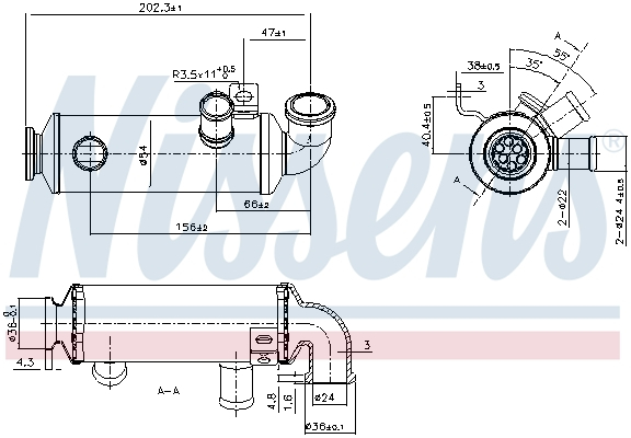 Radiator EGR potrivit CITROEN C1, C2, C2 ENTERPRISE, C3 I, C3 PLURIEL, NEMO, NEMO/MINIVAN; FORD FIESTA V, FIESTA VI, FUSION; PEUGEOT 1007, 107, 206, 207, BIPPER, BIPPER TEPEE 1.4D 09.01- [3]