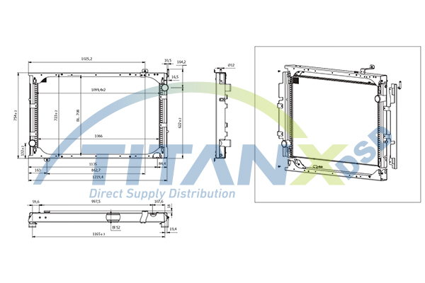 Radiator motor potrivit MERCEDES CITARO (O 530), INTEGRO (O 550), TOURISMO (O 350), TOURO (O 500), TRAVEGO (O 580); SETRA 400 OM457.934-OM942.911 dupa 1998 (cu carcasa) [2]