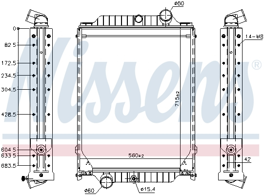 Radiator motor potrivit VOLVO FL, FL6 D6A180-TD63ES dupa 1985 (cu carcasa) [2]