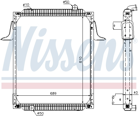 Radiator motor potrivit RVI PREMIUM, PREMIUM 2 DCI6-W-MIDR06.20.45E/41 dupa 1996 (cu carcasa, suporturi de sus, inaltime: 810mm) [2]